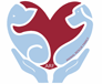 Animal Rescue Family Logo, hands holding a heart with an outline of a cat and dog